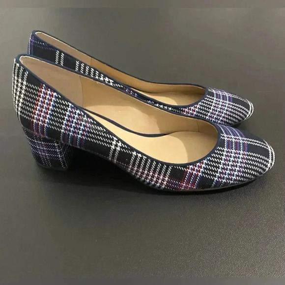 Ann Taylor New Pumps Plaid Print Block Heel Preppy Academia Office - Picture 4 of 13